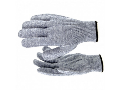 Перчатки трикотажные, акрил, серое мулине, оверлок Россия Сибртех