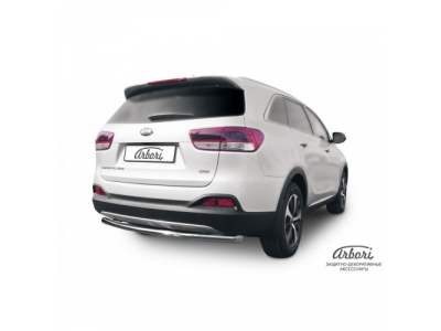 Защита заднего бампера Arbori d57 радиусная KIA Sorento 2015->