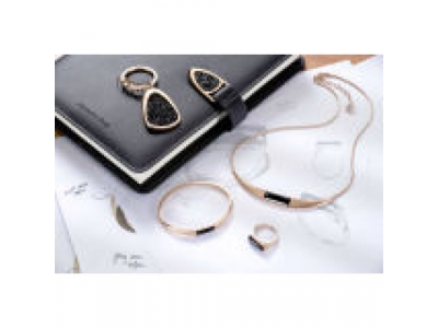 Женское колье Mercedes Necklace, Crystal, Swarovski, pink gold colours / black