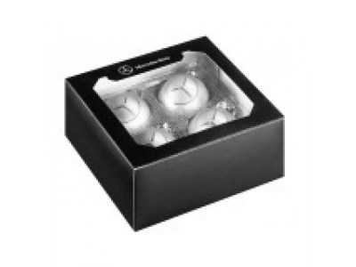 Набор из четырех елочных шаров Mercedes-Benz Christmas Balls, Silver от Mercedes Набор из четырех елочных шаров Mercedes-Benz Christmas Balls, Silver